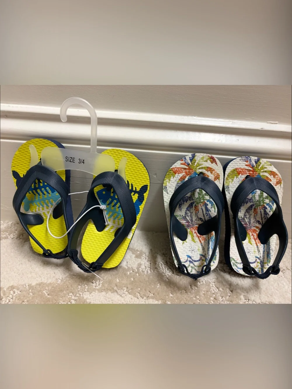 2 sets! Kids Navy and Yellow Flip Flops - Comfortable Summer Sandals